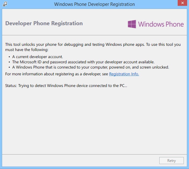 Windows Phone Developer Registration