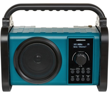 Medion LIFE E66045 Bluetooth outdoor bouwradio | DAB+/PLL-UKW-radio | Dot Matrix LC-display | Bluetooth 5.0 | spatwaterdicht (IP44) | robuuste behuizing | LED-werklamp | 50 W max. uitgangsvermogen muziek