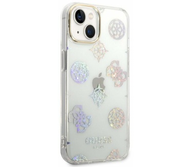 Guess Peony Glitter Back Case iPhone 14 Plus (6.7") - Transparant Transparant