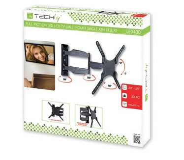 Techly 23-55 Ultra Slim Full Motion LCD TV Wall Mount Bracket Black" ICA-PLB 171M