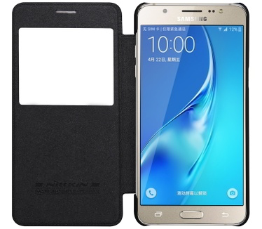 Nillkin Qin PU Leather Book Case Samsung Galaxy J7 (2016) - Zwart Zwart