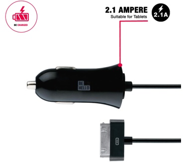 BeHello Car Charger Wired 30 Pin 1.2m 2.1A Black
