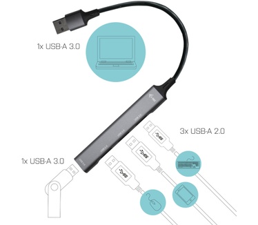 i-tec USB 3.0 Metal HUB 1x USB 3.0 + 3x USB 2.0