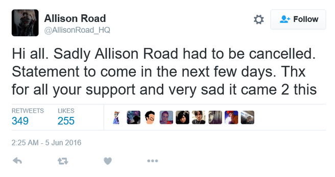 Tweet annulering Allison Road