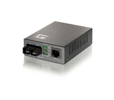 LevelOne RJ45 to SC Fast Ethernet Media Converter, Multi-Mode Fiber, 2km, PoE PD