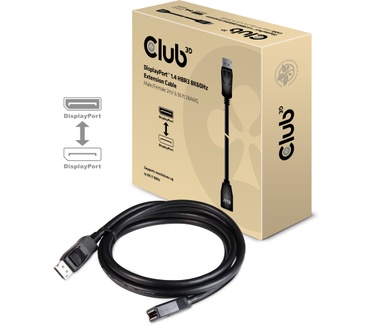 Club 3D DisplayPort 1.4 HBR3 Extension Cable 8K60Hz M/F 2m/6.56ft Zwart