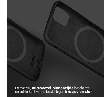 Accezz Liquid Silicone Backcover met MagSafe iPhone 12 (Pro) - Zwart