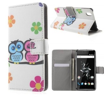 qMust OnePlus X Wallet Case - hoesje met stand - Cute Owls