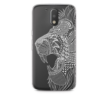 Just in Case Motorola Moto G4 Play Hoesje Leeuw Mandala Wit