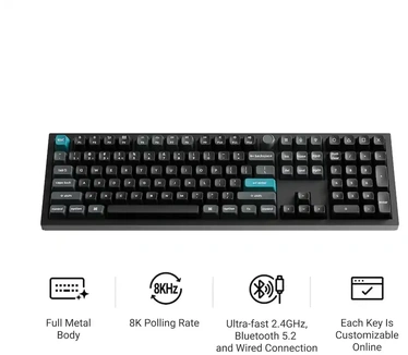 Keychron Q6 Ultra 8K 100% Wireless Hot-Swap RGB, Brown Switch, Zwart