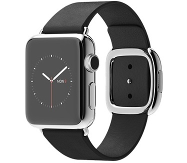 Apple Watch 38mm Roestvrij Staal - Zwart bandje, moderne gesp (klein) (Zwart)