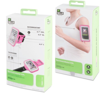 BeHello Universal Sportsarmband XXL Grey Pink