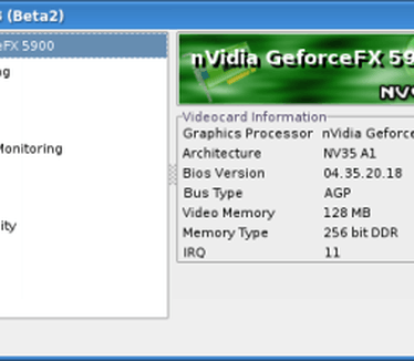 NVClock 0.8 beta 2 screenshot (410 pix)
