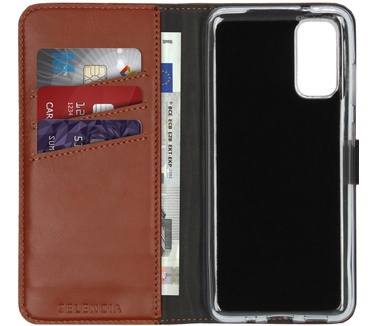 Selencia Echt Lederen Bookcase Samsung Galaxy S20 - Lichtbruin