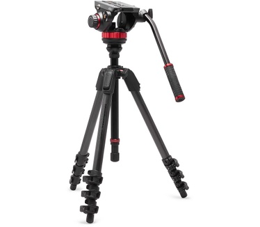 Manfrotto 502 Fluid Video Head Flat Base & 055 Video Carbon Fibre Tripod