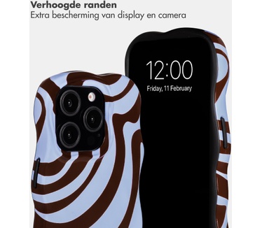 Selencia Vivid Wavy Backcover met MagSafe voor de Apple iPhone 15 Pro - Dream Swirl Chocolate