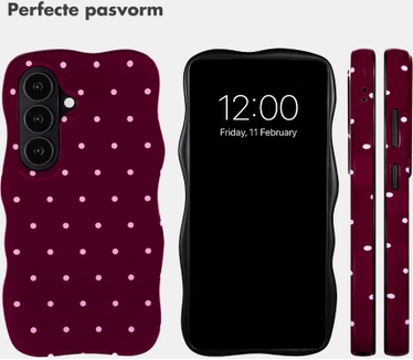 Selencia Vivid Wavy Backcover met MagSafe voor de Samsung Galaxy S26 - Happy Dots Burgundy
