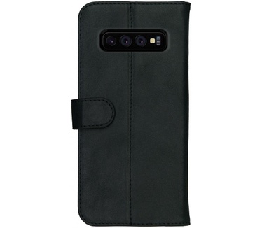 Rosso Deluxe Samsung Galaxy S10 Hoesje Echt Leer Book Case Zwart (Galaxy S10) Zwart