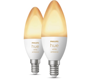 Philips Hue White ambiance Losse Kaarslamp E14, met Bluetooth, 5W verbruik, Duopak
