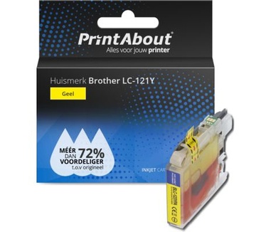 PrintAbout Huismerk Brother LC-121Y Inktcartridge Geel