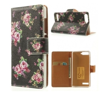 qMust Huawei Ascend G6 4G Wallet Case met stand (roses)