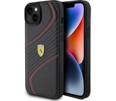 Ferrari Twist Metal Logo Back Case - iPhone 15 (6.1") - Zwart Zwart