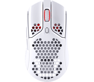 HP HyperX Pulsefire Haste Draadloze gamingmuis - ultralicht, 62 g, 100 uur accuduur, 2,4 GHz draadloos, Honeycomb Shell, Hex Design, tot 16000 dpi, 6 programmeerbare toetsen - wit/roze