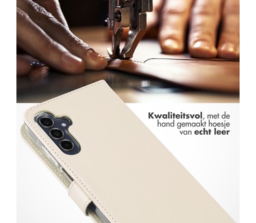 Selencia Echt Lederen Bookcase Samsung Galaxy A15 (5G / 4G) - Greige