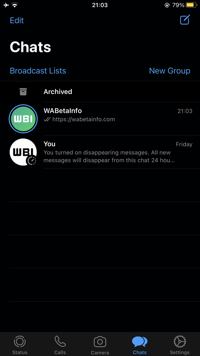 WhatsApp Statusupdates iOS