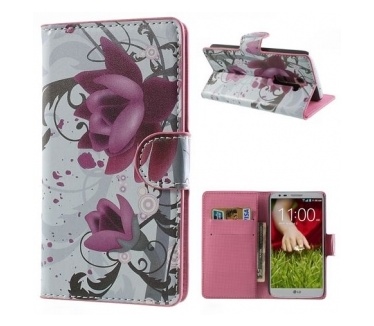 qMust Wallet Case met stand LG Optimus G2 (lotus flower)