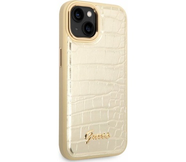 Guess Crocodile Back Case voor Apple iPhone 14 Plus (6.7") - Goud Goud