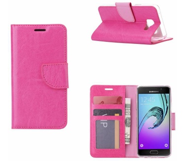 Luxe Lederen Bookcase hoesje voor de Samsung Galaxy A3 (2016) - Roze (Samsung Galaxy A3 (2016)) Roze