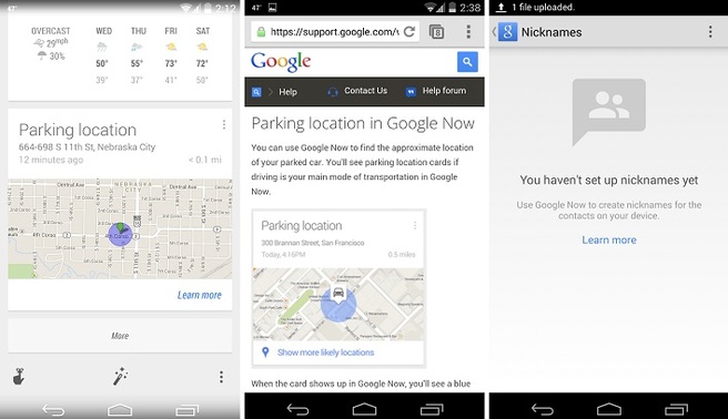 Parkeerlocatie in Google Now