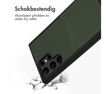 Accezz Premium Leather Card Slot Backcover Samsung Galaxy S22 Ultra - Groen