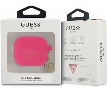 Guess Charms Silicone Case voor Apple Airpods 3 - Fuchsia Roze
