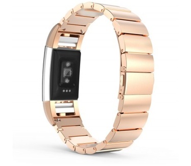 qMust Metalen armband voor Fitbit Charge 2 met Vlindersluiting - Rose Goud
