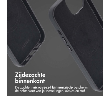 Accezz MagSafe Leather Backcover iPhone 15 - Zwart
