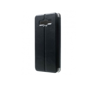Merkloos Samsung Galaxy Grand Prime Lederen Flip Case Stand Hoesje Zwart