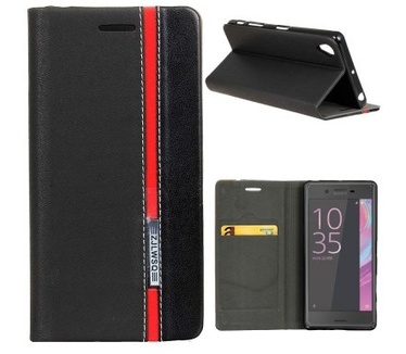 qMust Sony Xperia X Wallet Case - TPU binnenwerk - Red Striping