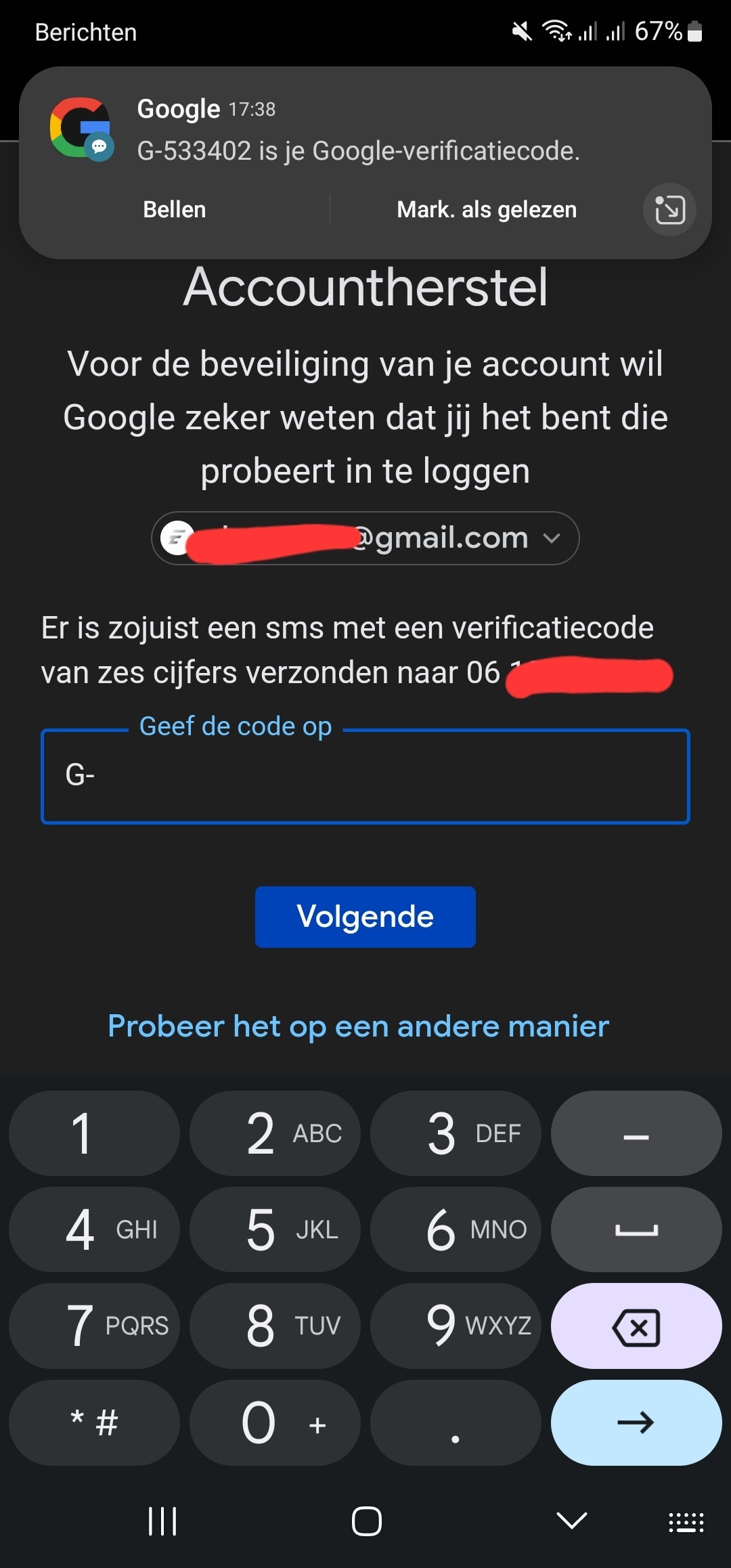 Gmail herstellen lukt niet en hosting GoT
