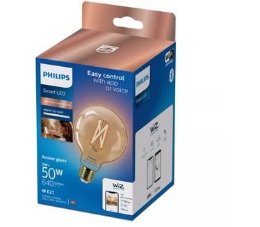 Philips Smart LED Filament Globe amber 7W G95 E27