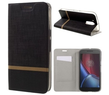 qMust Motorola Moto G4 / G4 Plus Wallet Case - TPU frame - Striped Black