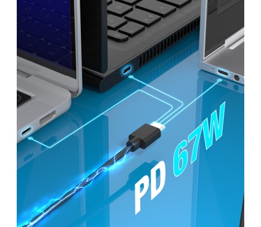 j5create JUP1565DCE3A-EN 67W GaN PD USB-C®-minioplader met 3 typen DC-connector - EU