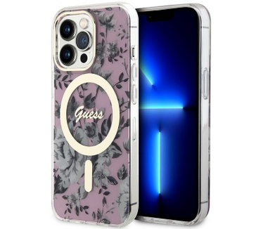 Guess Flower MagSafe Back Case - iPhone 13 Pro Max (6.7") - Roze Roze