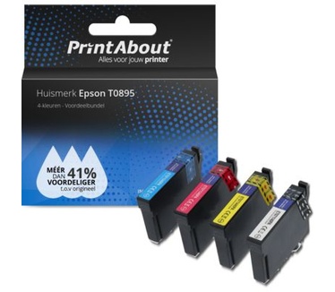 PrintAbout Huismerk Epson T0895 Inktcartridge 4-kleuren Voordeelbundel