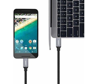 Aukey USB-C Male to USB-C Male kabel 1m Zwart