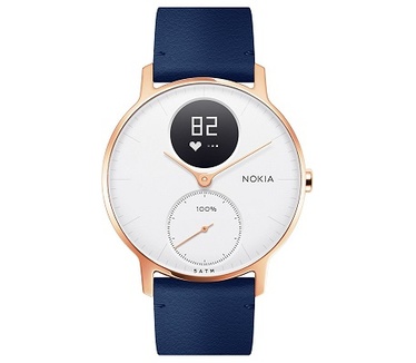 Nokia Steel HR (36mm) Rosé Goud (Blauw leer)