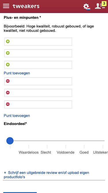 Responsive review form