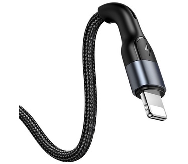 Usams U55 Gevlochten Lightning Kabel (100cm) - Zilver Zilver, Zwart
