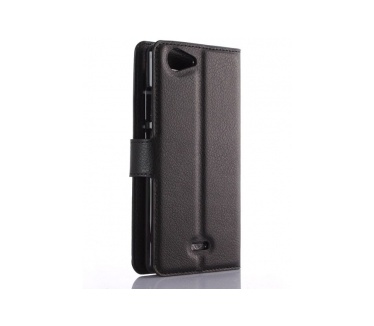 Wiko Pulp 4G Lederen Wallet Flip Hoesje Zwart